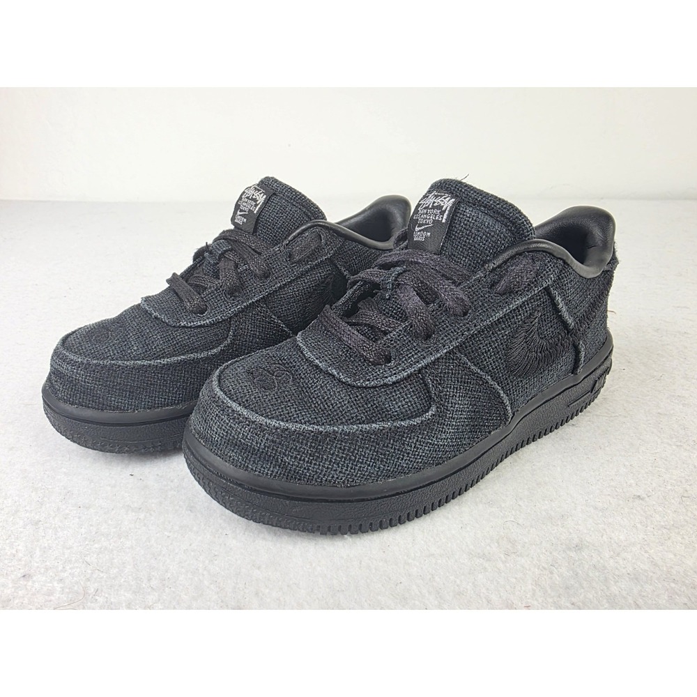 Nike x Stussy Air Force 1 Low‎ Triple Black TD Toddler Size 10C DC8306-001